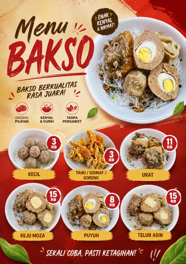 Menu Bakso Bintang Lima